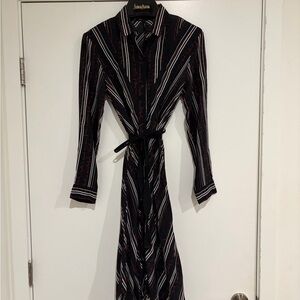 Maje Black and White Striped Dress